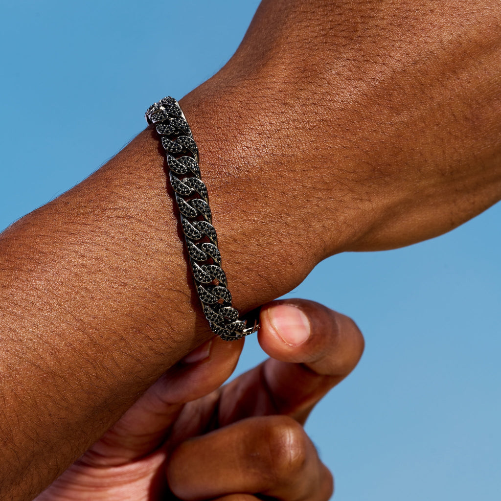 Black Diamond Cuban Chain Bracelet in Black - 8.5mm