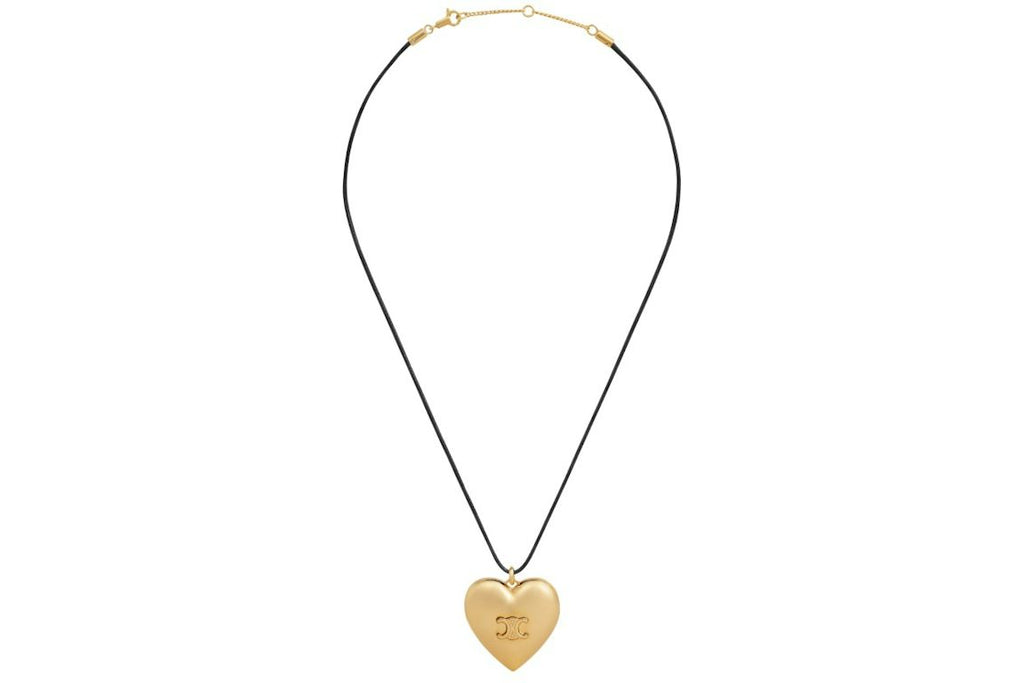 Celine Coeur Triomphe Brass with Gold Finish and Cotton Necklace Gold/Black