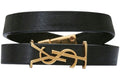 Saint Laurent Opyum Double Wrap Bracelet In Leather And Metal Black/Gold-tone